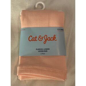 Cat & Jack Toddler Girls Pink Fleeced Line Leggings Size 12-24 months